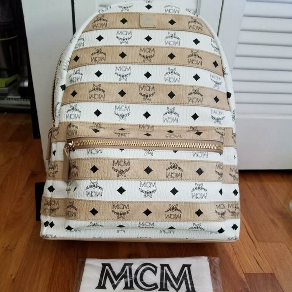 MCM Metallic Visetos Striped Medium Stark Backpack - Picture 2 of 5